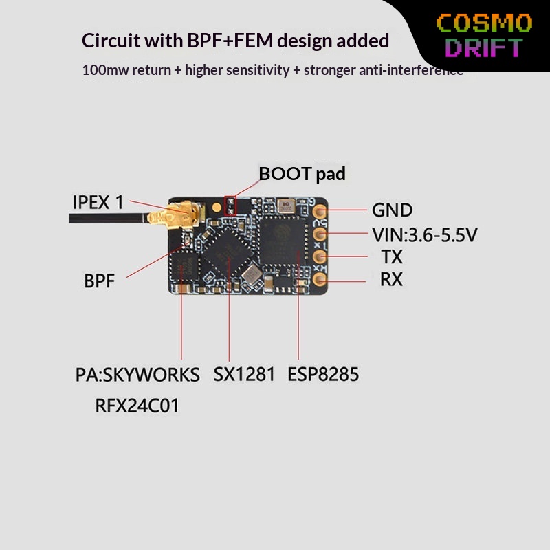 Drone Racing Receiver - Receptor Hot BAYCK Expresslrs Elrs 2.4